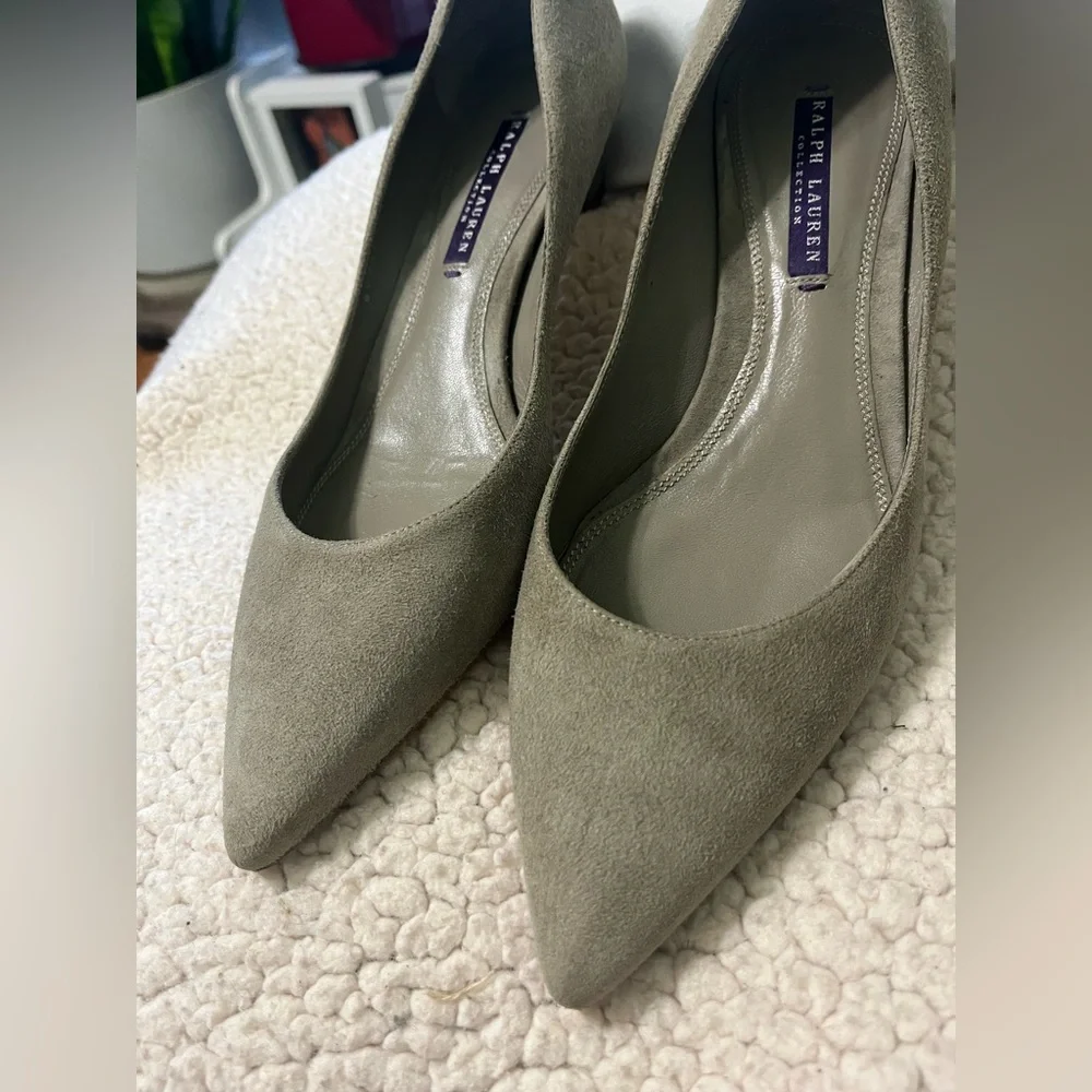Ralph Lauren Collection Purple Label suede  heel pumps gray 9 1/2 B